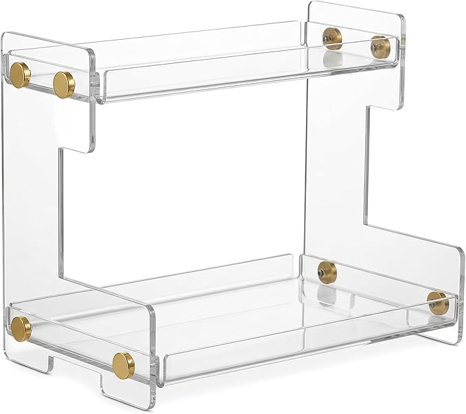 FFK Bathroom Organizer Countertop 2-Tier Storage：Bathroom Counter Organizer Acrylic Standing Holder Cosmetic Storage Perfume Shelf for Bathroom Bedroom Dressing Table1
