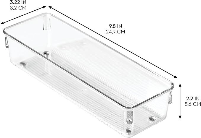 iDesign Plastic Drawer Organizer, Set of 2, 4" x 16" x 3" | For bathroom, bedroom, kitchen, office, or craft room
