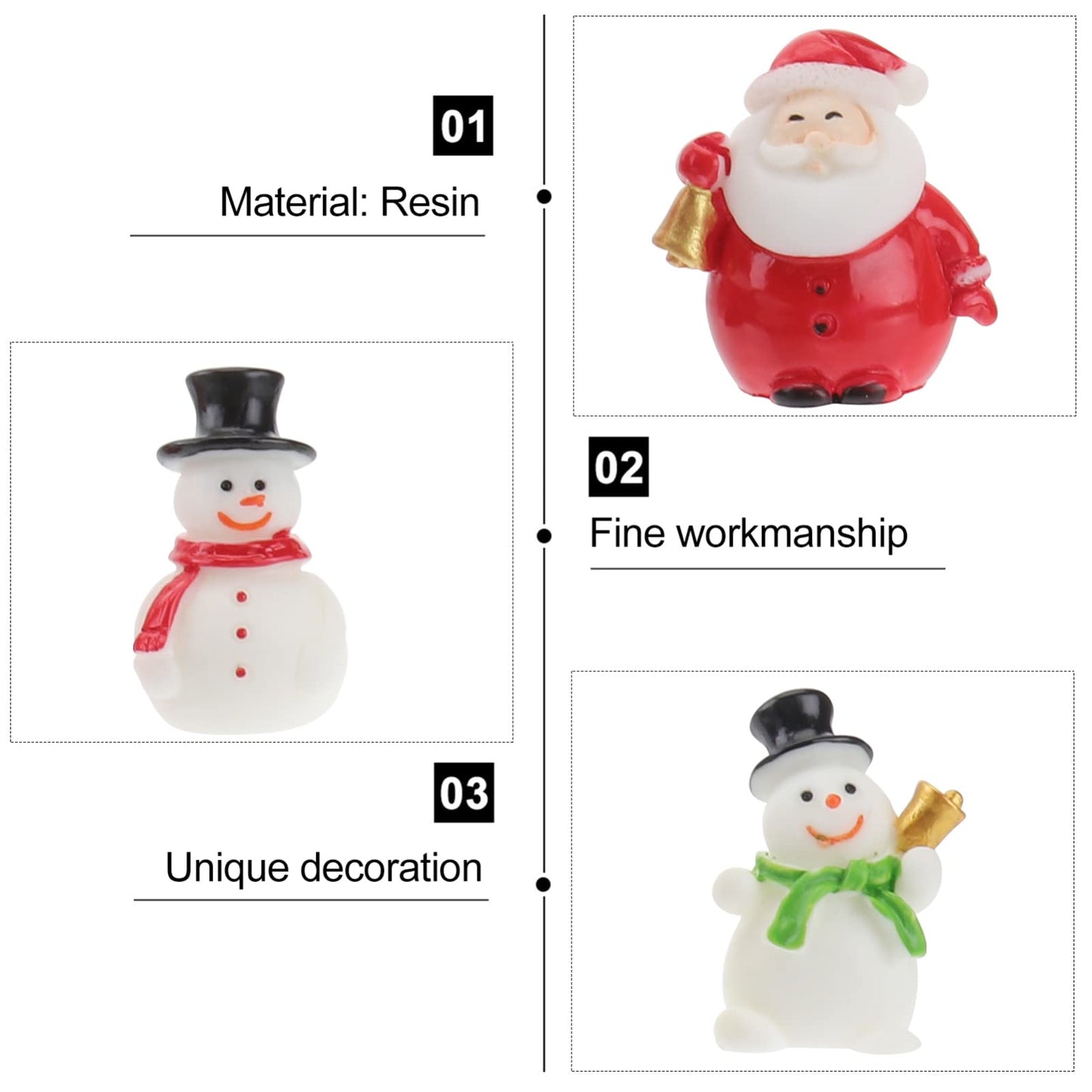 Happyyami 10 Pcs Santa Claus Resin Miniature Ornaments, Christmas Desktop Decorations for Home Office, for Holiday Decor and Children
