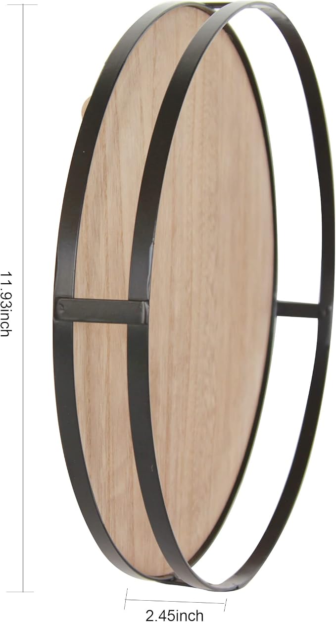 Defined Deco 12in Decorative Tray-Round Serving Tray with Metal Handle-Decorative Trays for Home Decor,Living Room Decor,Coffee Table Decor,Rustic Wooden Tray for Kitchen Table Decor,Dining Table.