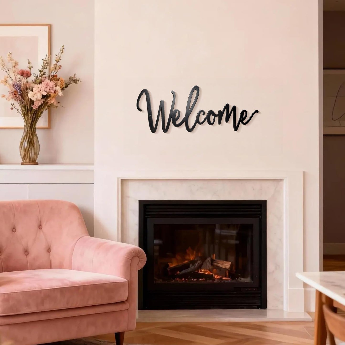 Sinseike Welcome Metal Sign Wall Decor (Black)
