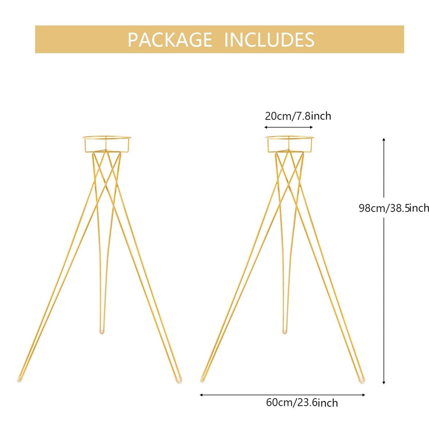 Bigsee 2 Pcs Gold Flower Stand Display -41.3" Tall Flower Arrangement Stand, Metal Flower Pot Holder Rack for Wedding Centerpieces Opening Party Reception Aisle