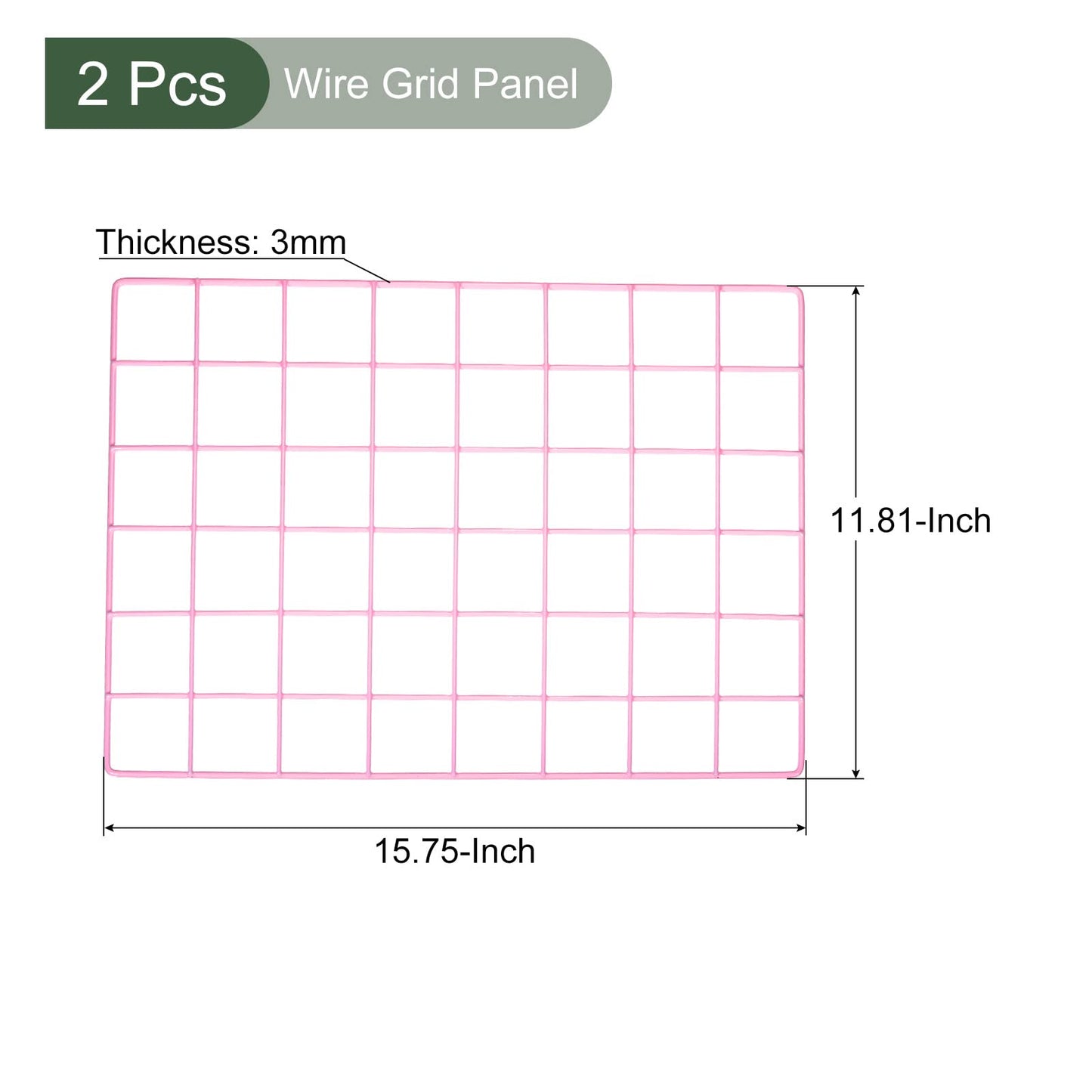YOKIVE 2Pcs Iron Wire Grid Panel, Decorative Panels Board | Photo Pictures Display Holders Hanging Frame for Home Office (Pink, 16"x12")