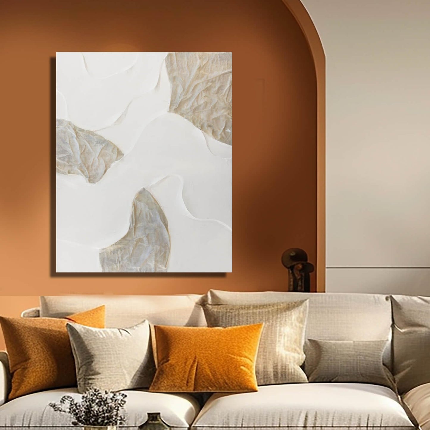 NBAODAN White and Beige Wall Paintings Large Abstract Canvas Wall Art Textured Oil Paintings 32"x40" Pictures for Living Room Office