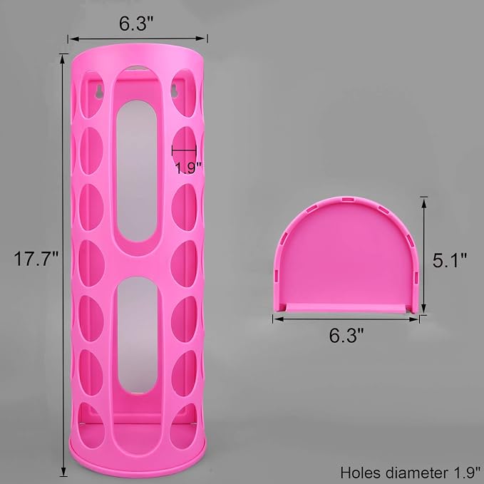 Lunies Wall Mount Bag Dispenser Large Capacity Plastic Bag Vinyl Holder - Multiple Large Holes for Easy Access Bags Great for Shopping Bags/Grocery Bags/Vinyl Storage Pink 2 Pack
