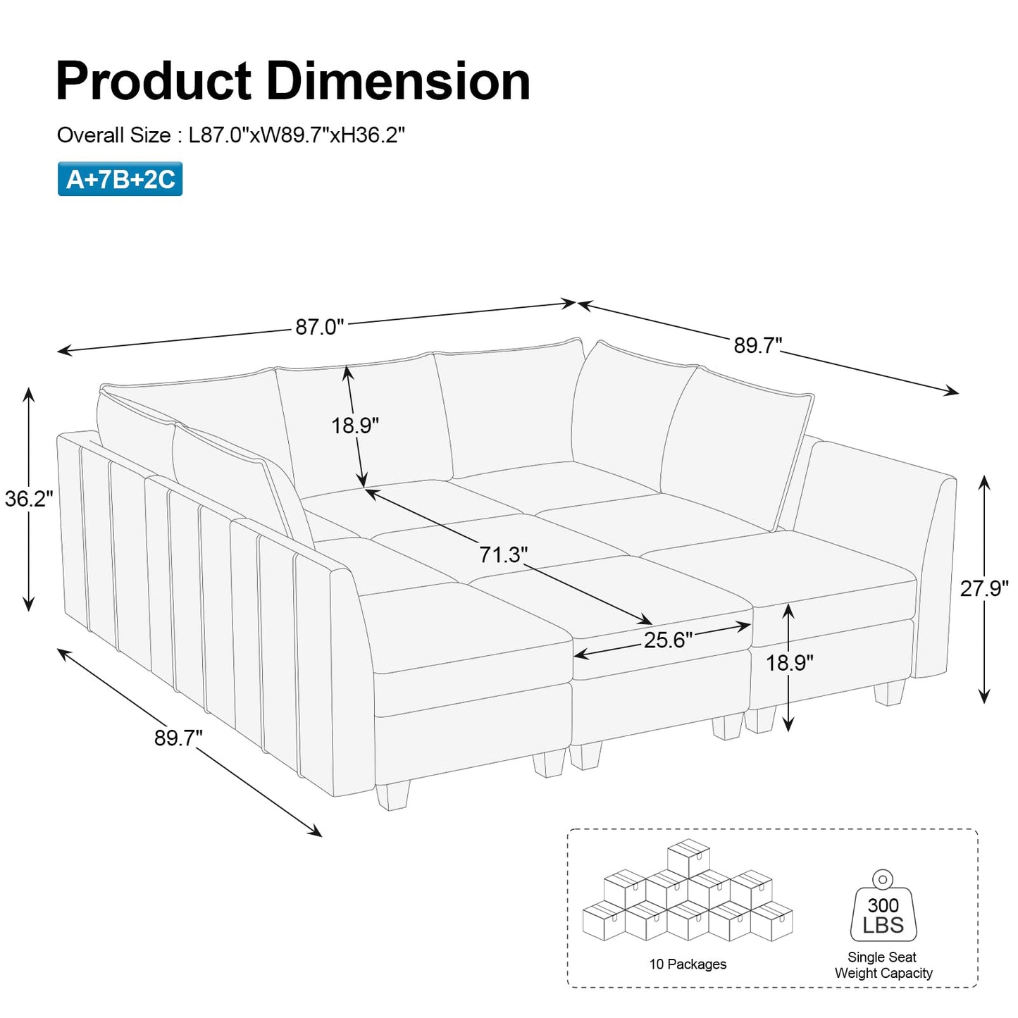 Belffin Large Modular Sectional Sofa Sleeper Couch with Storage Velvet Sectional Sofa Bed for Living Room, 9 Seats, Beige