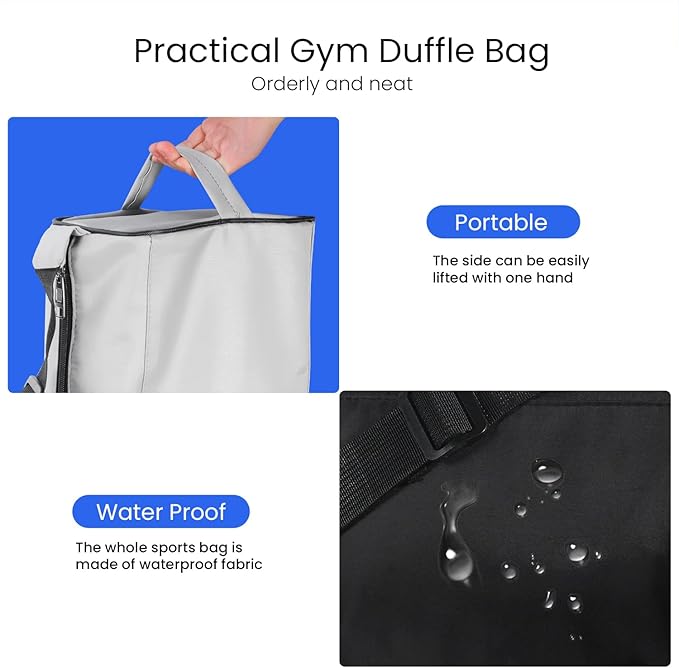 C&F BOGMOST Small Gym Bag for Women & Men,Small Lightweight Duffel Bag Carry On Bags Mini Duffel Travel Bag Waterproof Sports Bags for Workout/Sport/Travel,Sky Blue