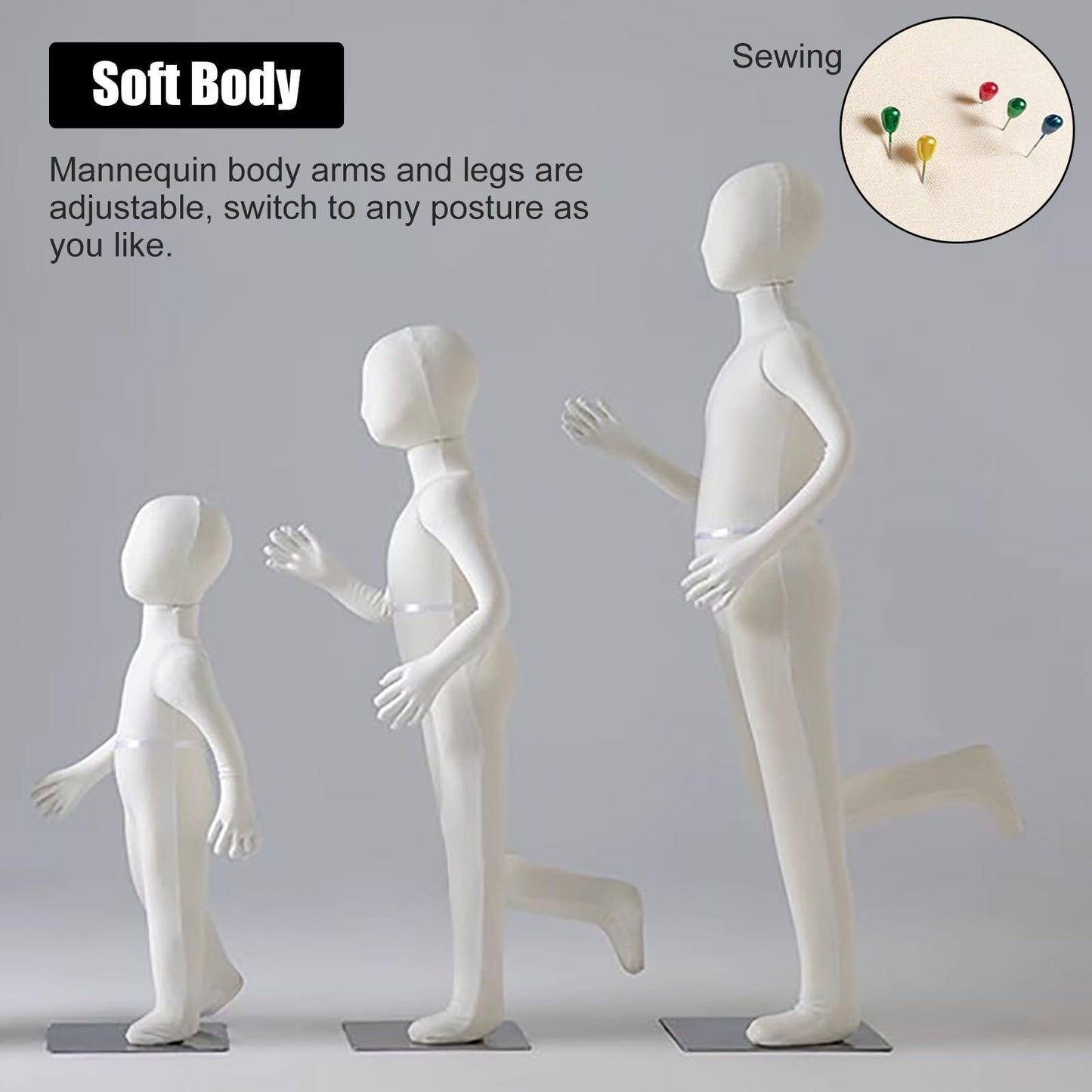 Adjustable Soft Full Body Mannequin for Kids Ages 1-14, Ideal for Boutique & Retail, Styrofoam Dress Form Dummy in White, Perfect for Displaying Children's Clothing(White 3 Years Old)