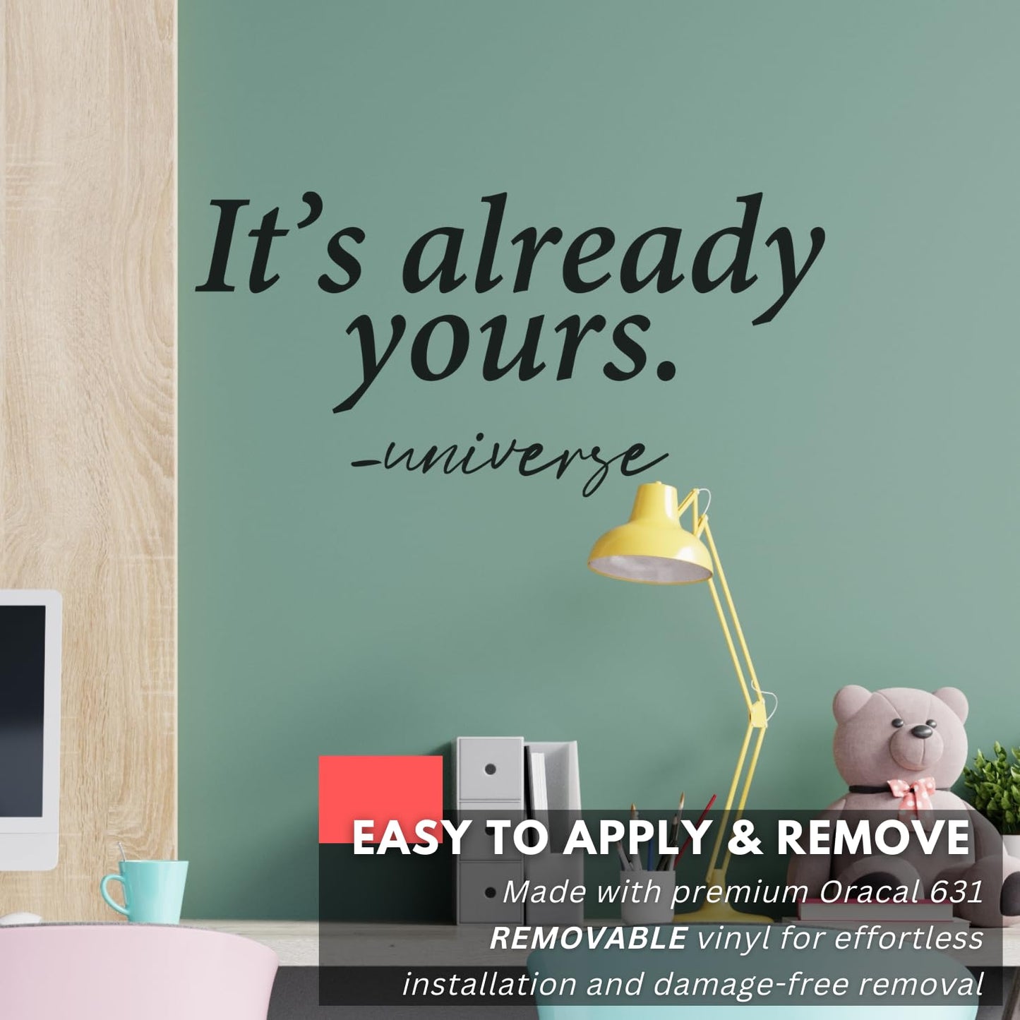 My Vinyl Story | It's Already Yours - Universe | Motivational Large Gym Wall Decal Quote for Home Gym Yoga Exercise Fitness Workout Fitness Motivational Wall Art Decor Vinyl Removable Sticker 37x10 In