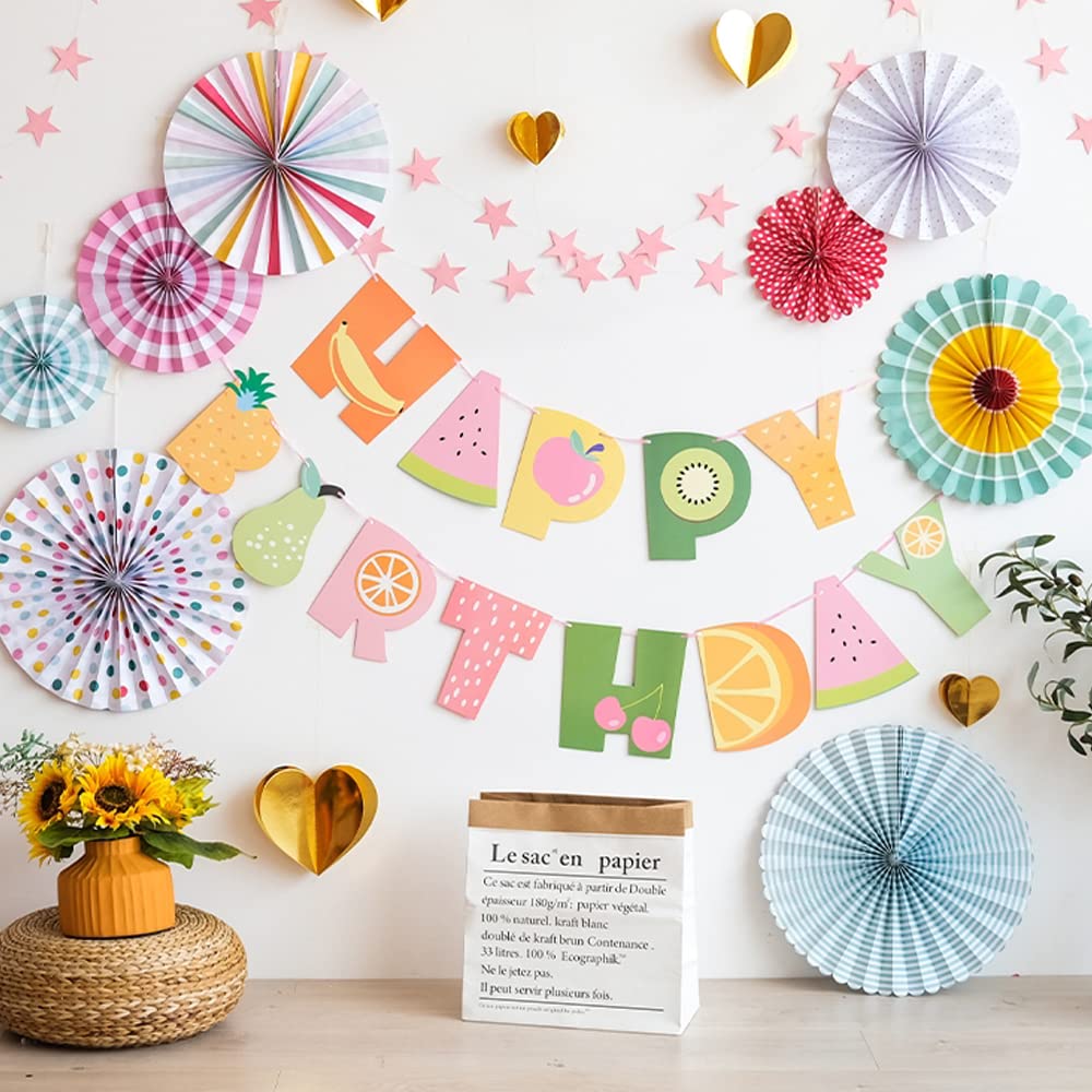 Aiminjey Hanging Paper Fans Party Set, Round Paper Fan Party Decoration, Set of 8 Decorative Flowers for Birthday Baby Boy Shower Graduation Wedding Classroom Décor (Spring)
