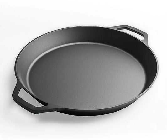 LI-GELISI 24-inch cast iron frying pan with dual auxiliary handles, nitrogen-treated for rust resistance, suitable for stoves/grills/campfires, heavy-duty outdoor cooking pan
