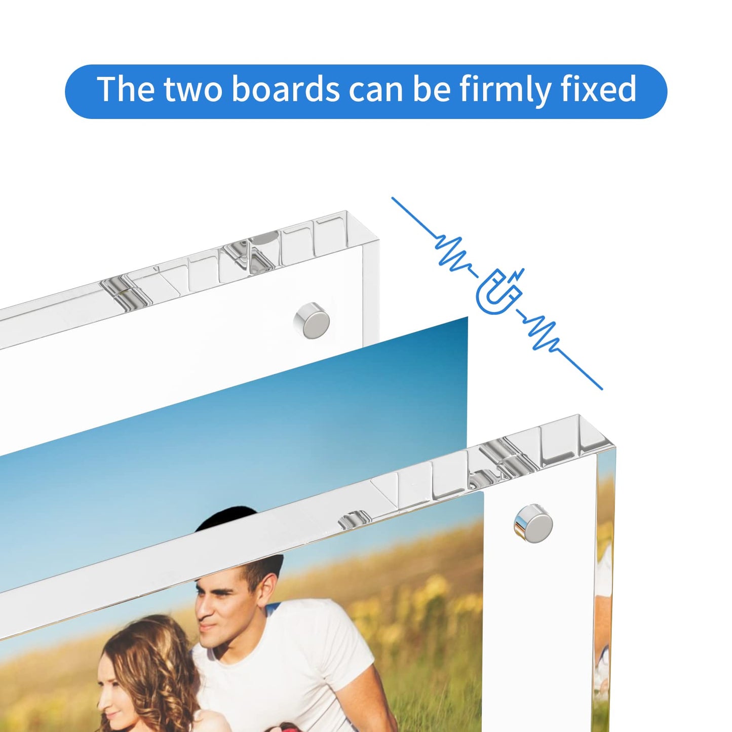 NIUBEE 4x6 Acrylic Picture Frame, Photo Frame 20% Thicker Block,Clear Frameless Acrylic Frames Double Sided,Magnetic frames for Desktop Display