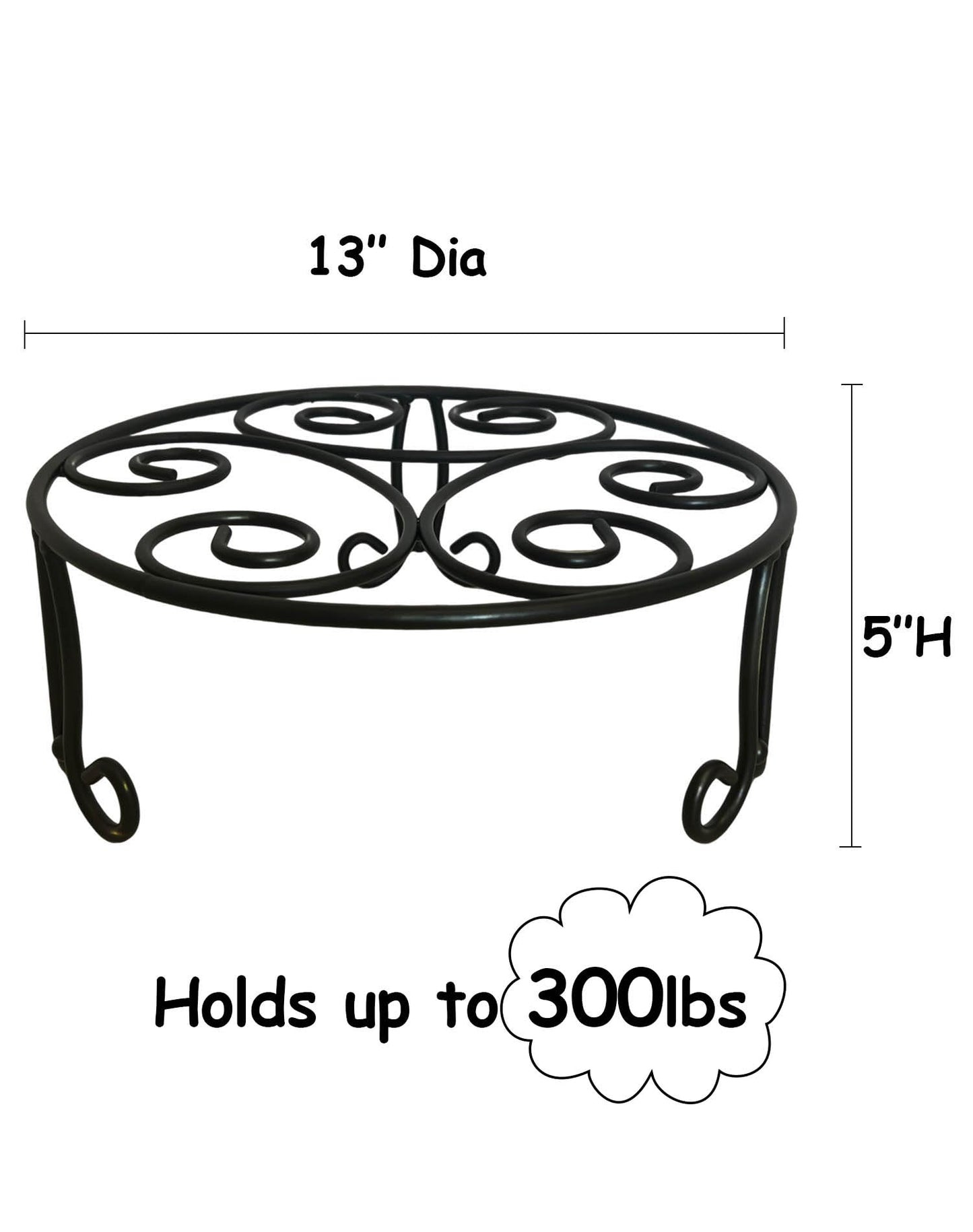 ILTreFlo 2 Pack Iron Plant Stand Low Profile,13 Inch Diameter Wide Round Metal Flower Stand for Indoor Outdoor Large Plants, Short Heavy Duty Display Holder for Wide Pots, Patio Garden Home Decor,Rustproof Matte Black(2 Pack 13 Diameter 5 inches Tall Blac