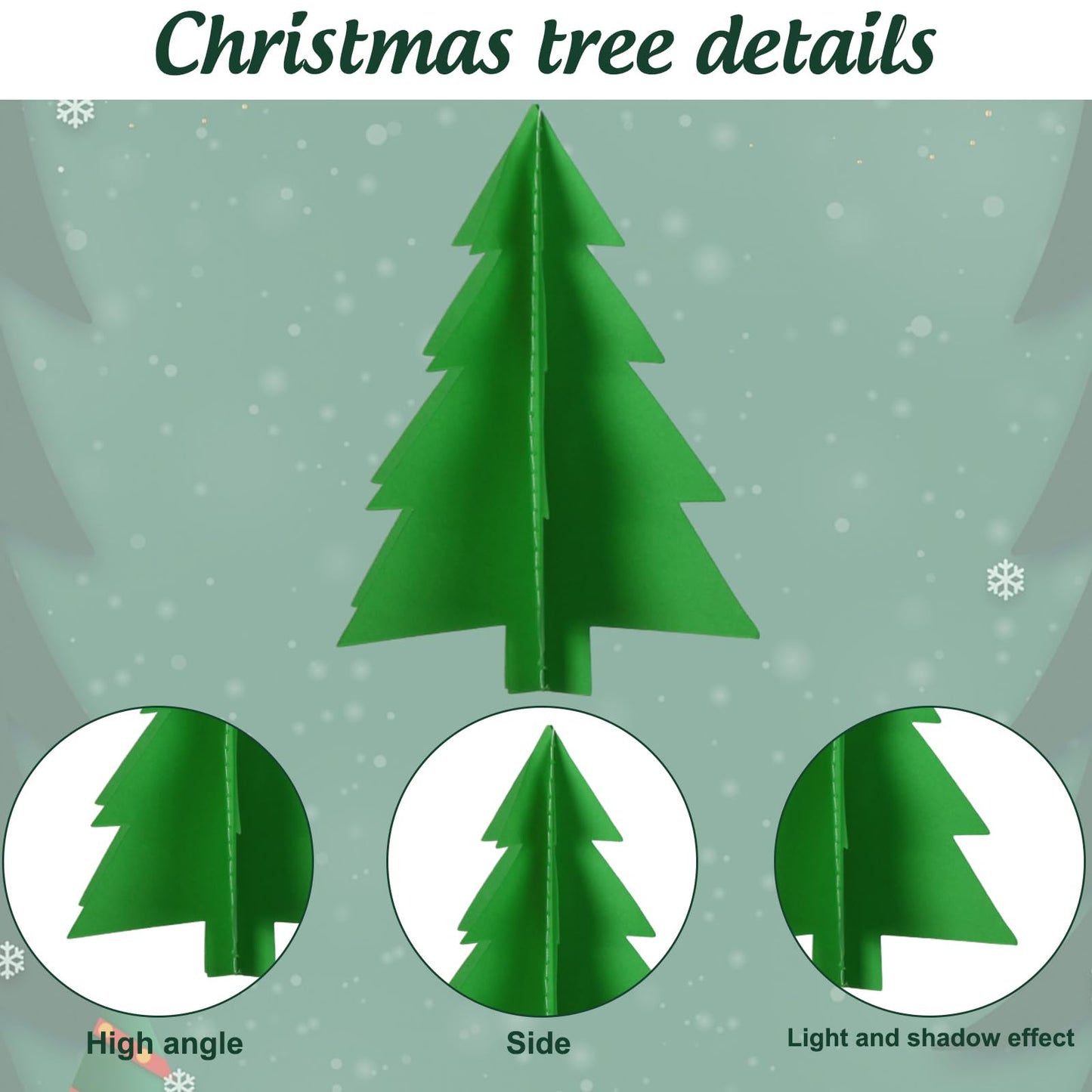 JarThenaAMCS 18Pcs 3D Christmas Tree Hanging Decorations Green Xmas Tree Paper Hanging Ornaments with String for Winter Home Party Wall Ceiling