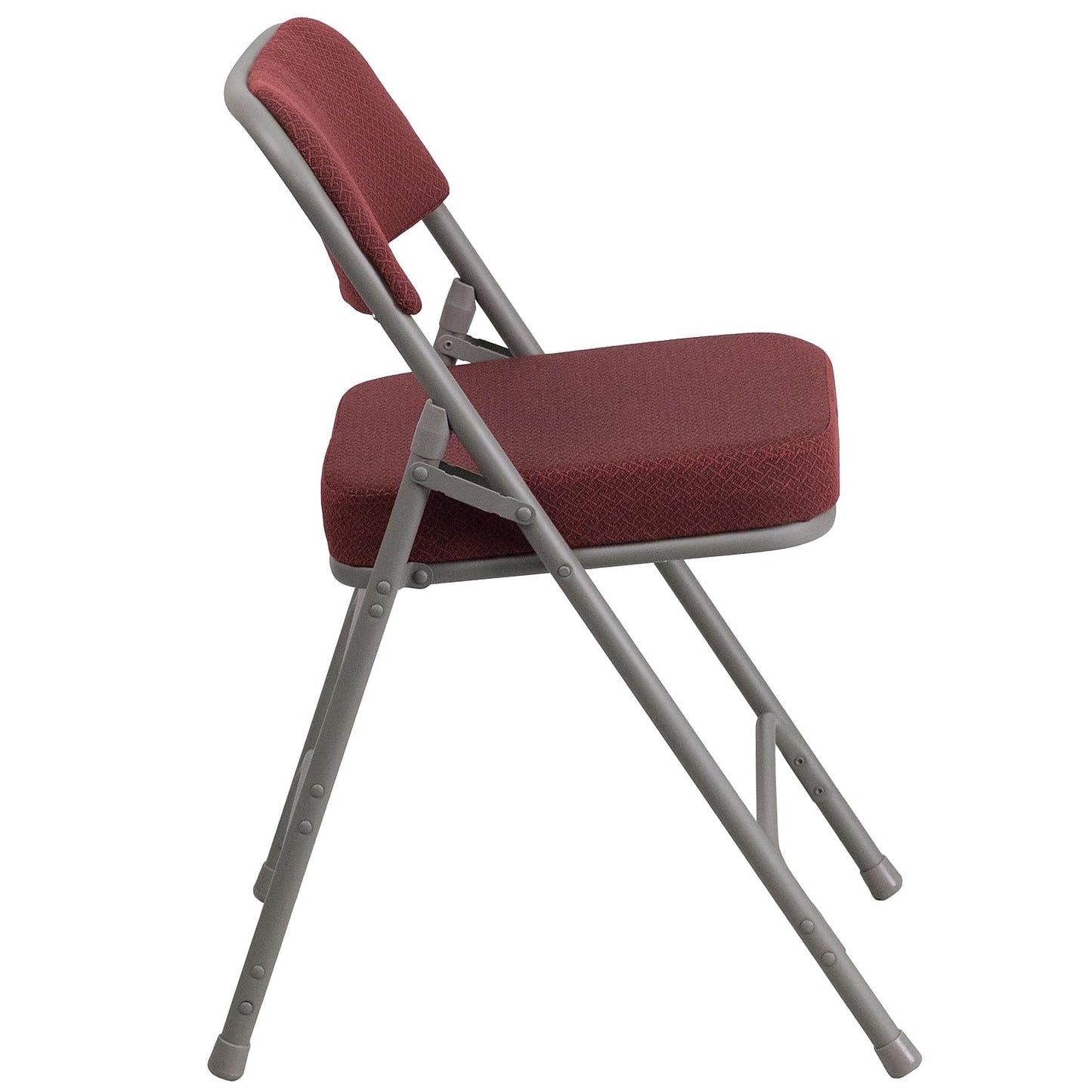 Flash Furniture 4 Pack HERCULES Series Premium Curved Triple Braced & Double Hinged Burgundy Fabric Metal Folding Chair
