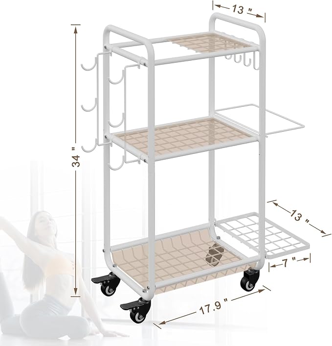 Multi-Functional Home Gym Storage Rack - Yoga Mat Storage Rack, Dumbbell Weight Rack & Workout Equipment Storage with Heavy-Duty Steel Construction for Gym Fitness Organizer