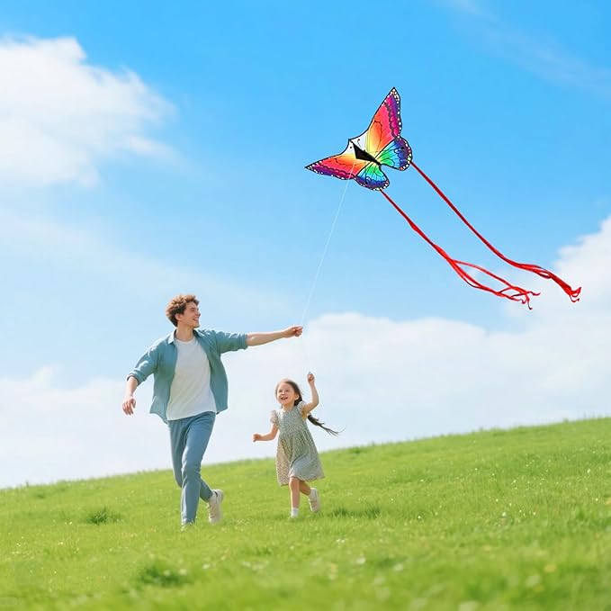 Butterfly Kites for Kids and Adults Easy to Fly, Single Line Beach Kite for Boys & Girls, 55’’ x 28’’ Butterfly for Teens Comes with 300 FT String Handle