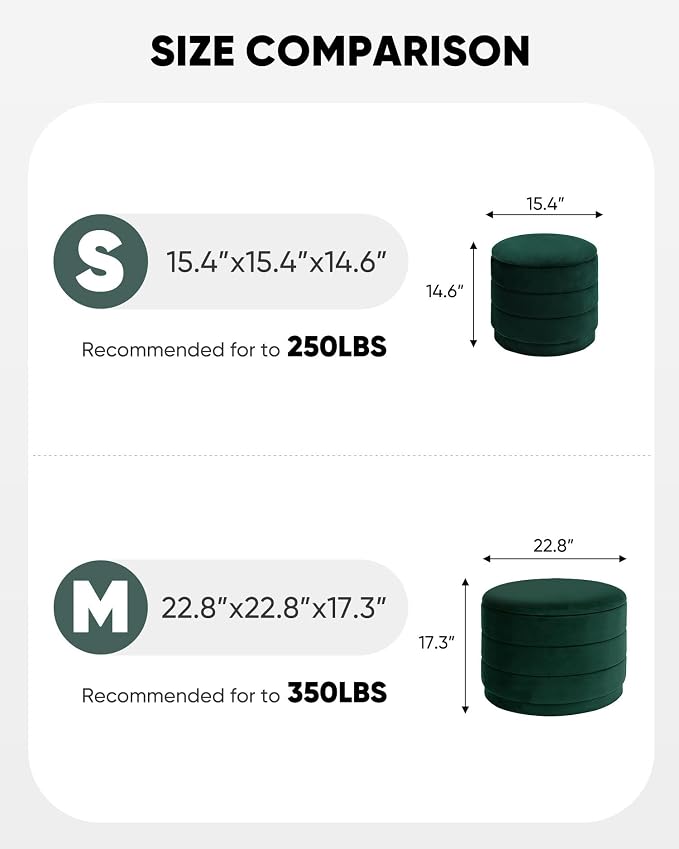 B FSOBEIIALEO Round Velvet Storage Ottoman with Tray, Folding Ottoman with Storage Coffee Table Foot Rest for Dorm Room, Living Room Bottle Green, 15.35"x15.35"x14.57"