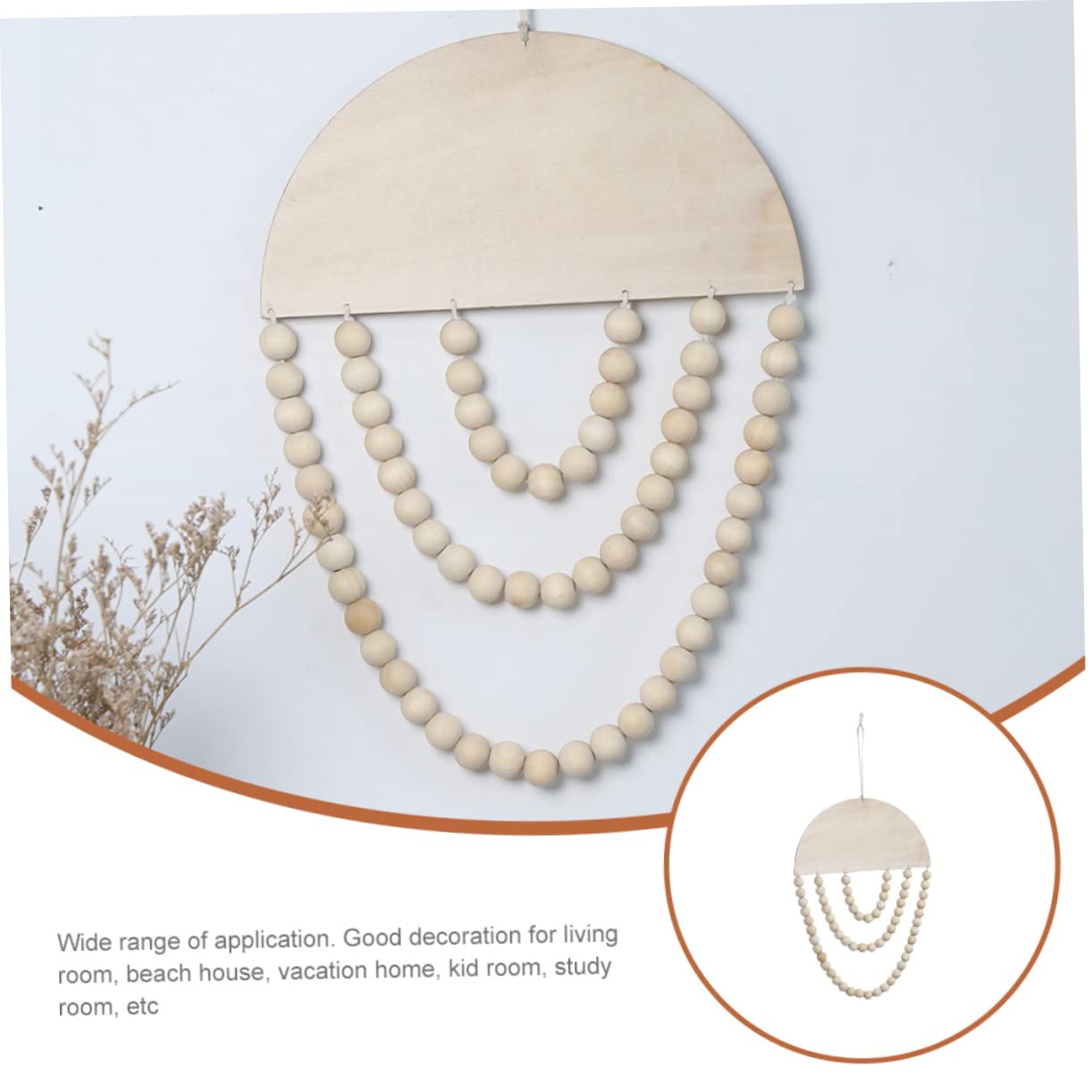 IMIKEYA Bohemian Wooden Bead Wall Hanging Decor Indoor Wall Art Pendant for Bedroom and Living Room Creative Handcrafted Warm Design