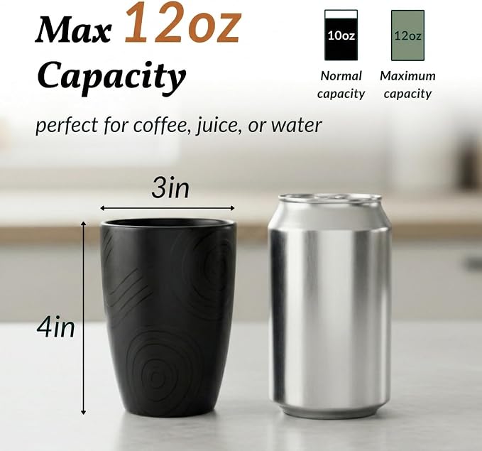 Homienly Glasses Drinking Set 12 OZ Wheat Straw cups- Reusable Drinking Vessel,Dishwasher Safe Cups for Kitchen-Grey Stone