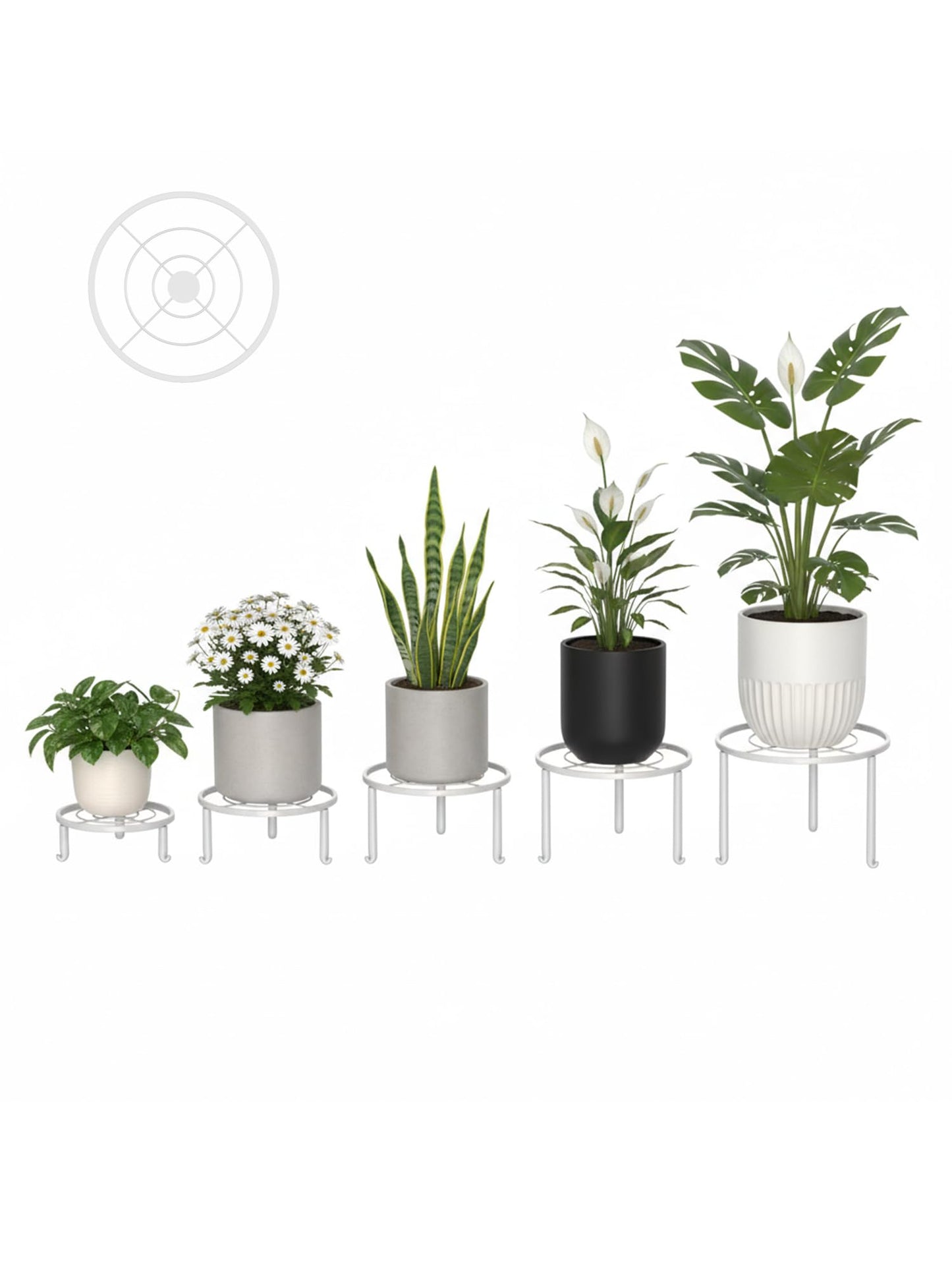 NQW 5 Pack Metal Plant Stand Indoor Outdoor Anti-Rust Iron Flower Pot Stand Holder, Round Black Display Rack Flower Stand Plant Holders for Living Room,Balcony,Garden