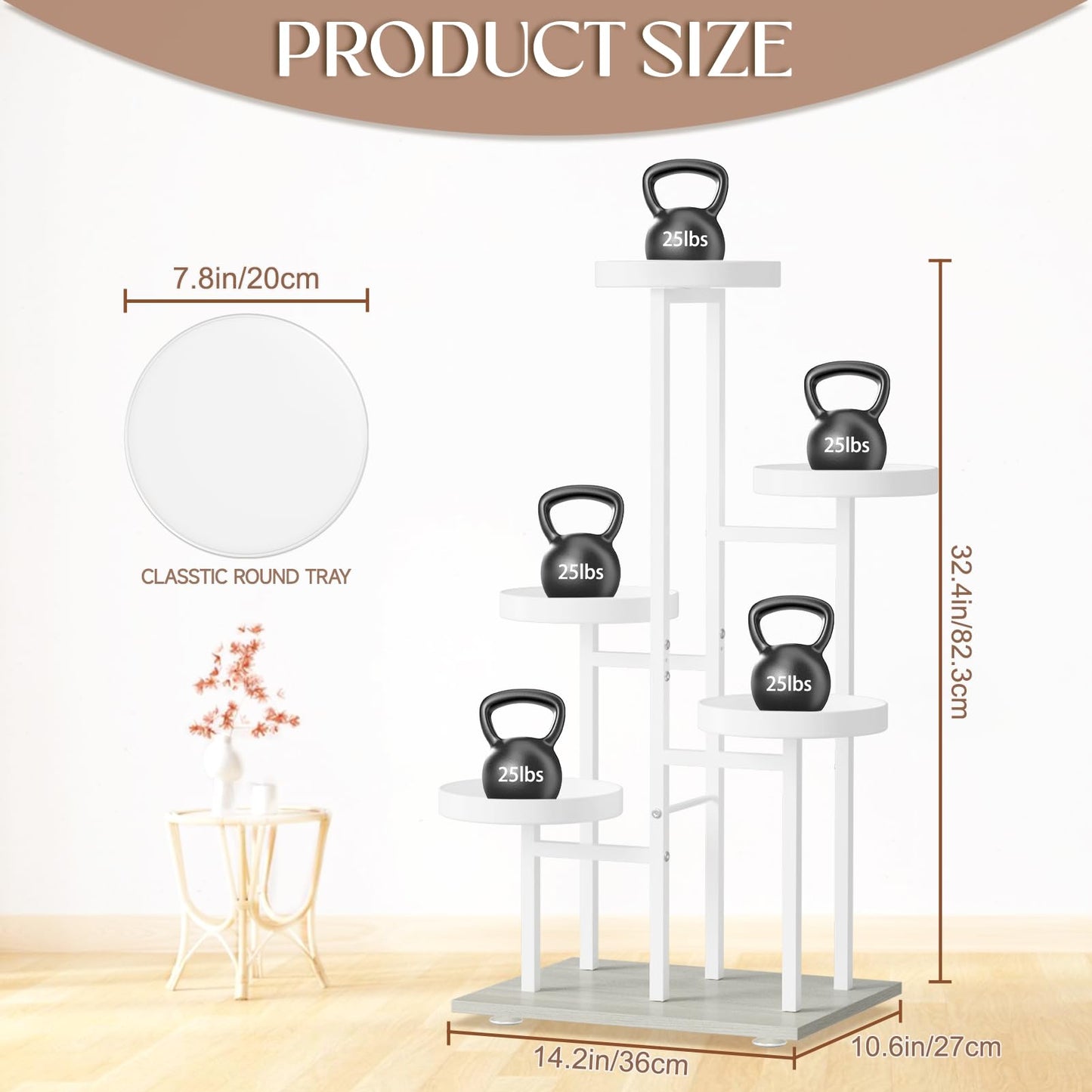 iDavosic.ly 5 Tier Plant Stand Indoor, Tiered Corner Flower Holder Shelf Outdoor, Metal Tall Orchid Display Rack for Patio Porch Garden Balcony Office Living Room, Space Saving, White