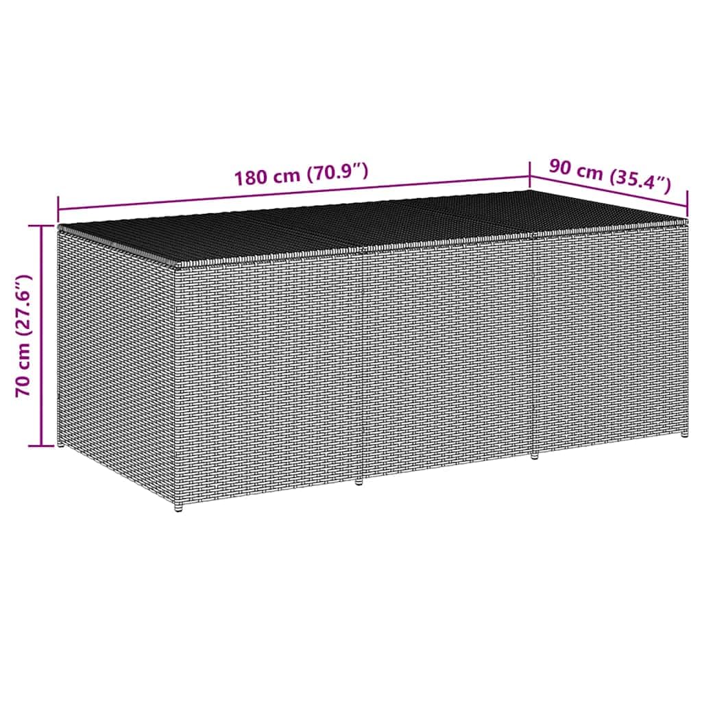 Kalmrek Poly Rattan Patio Storage Box with Gas Lift 70.9"x35.4"x27.6" Black, Weatherproof Outdoor Deck, Garden Bench Chest Organizer for Cushions, Tools, Toys, Firewood