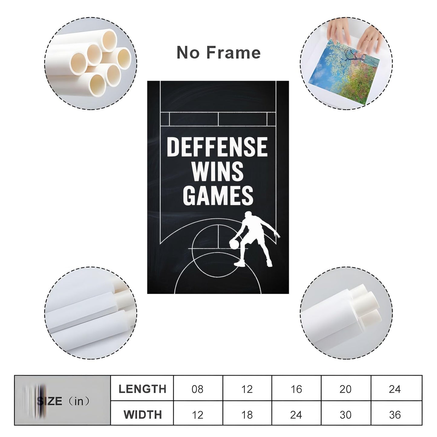 Defense Wins Games Basketball Motivation Poster Minimalist Inspirational Wall Art For Athletes And Teams Printing Posters Unframe-style 08x12inch(20x30cm)