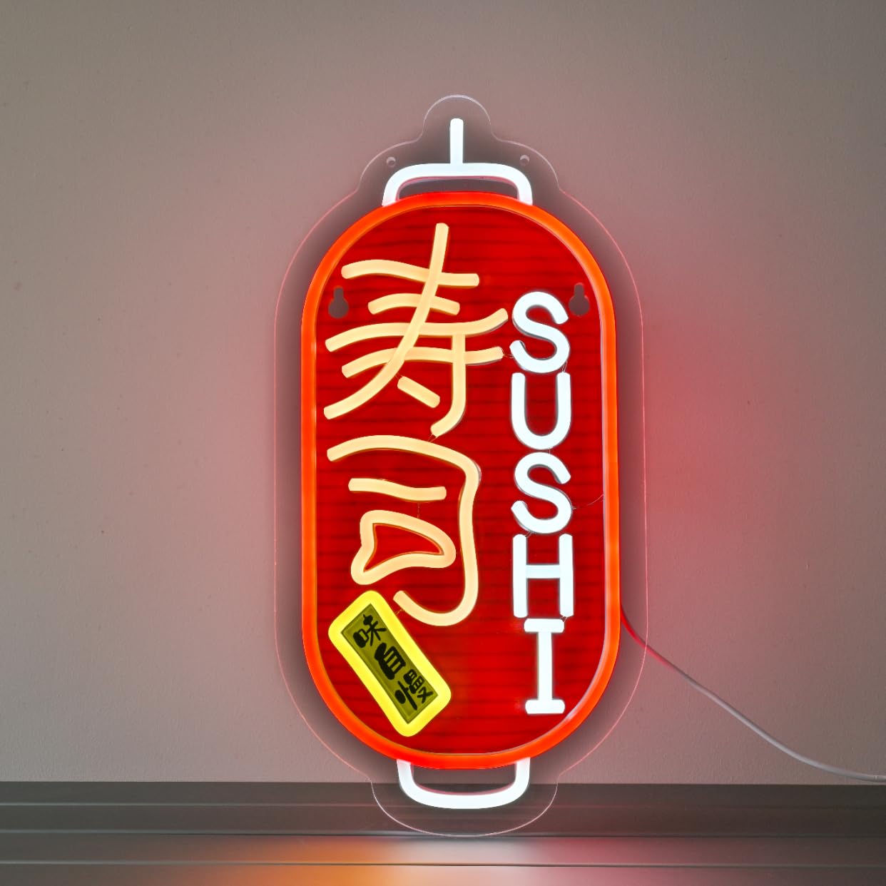 JOMOSPO Japanese Sushi Neon Sign, 寿司Neon Lights Hanging Wall Art Decoration for Japanese Style Restaurant Men Cave Bar Club Shop Store, USB Powered Ultra Bright Dimmable, 16 * 7.8 inches