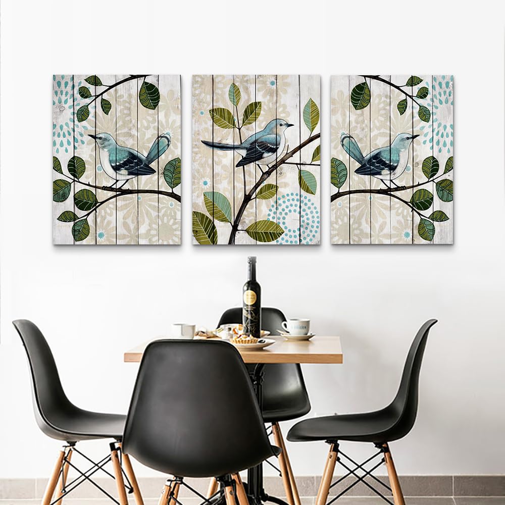 DZRWUBHS Canvas Wall Art For Living Room Farmhouse Wall Decor For Bedroom Kitchen Wall Decoration Bird On The Branch Wall Painting Abstract Wall Pictures Artwork Room Home Decor 3 Piece Prints Art