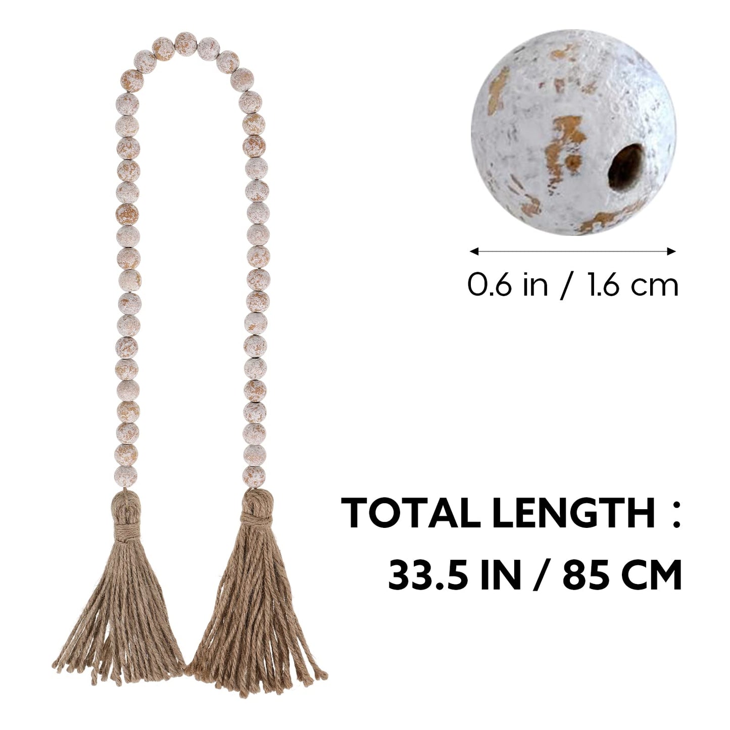 IMIKEYA Wooden Beads Garland: Farmhouse Wood Bead Garland with Tassels Boho Wall Hanging for Home Decor Tiered Tray Rustic Wood Prayer for Coffee Table Decor
