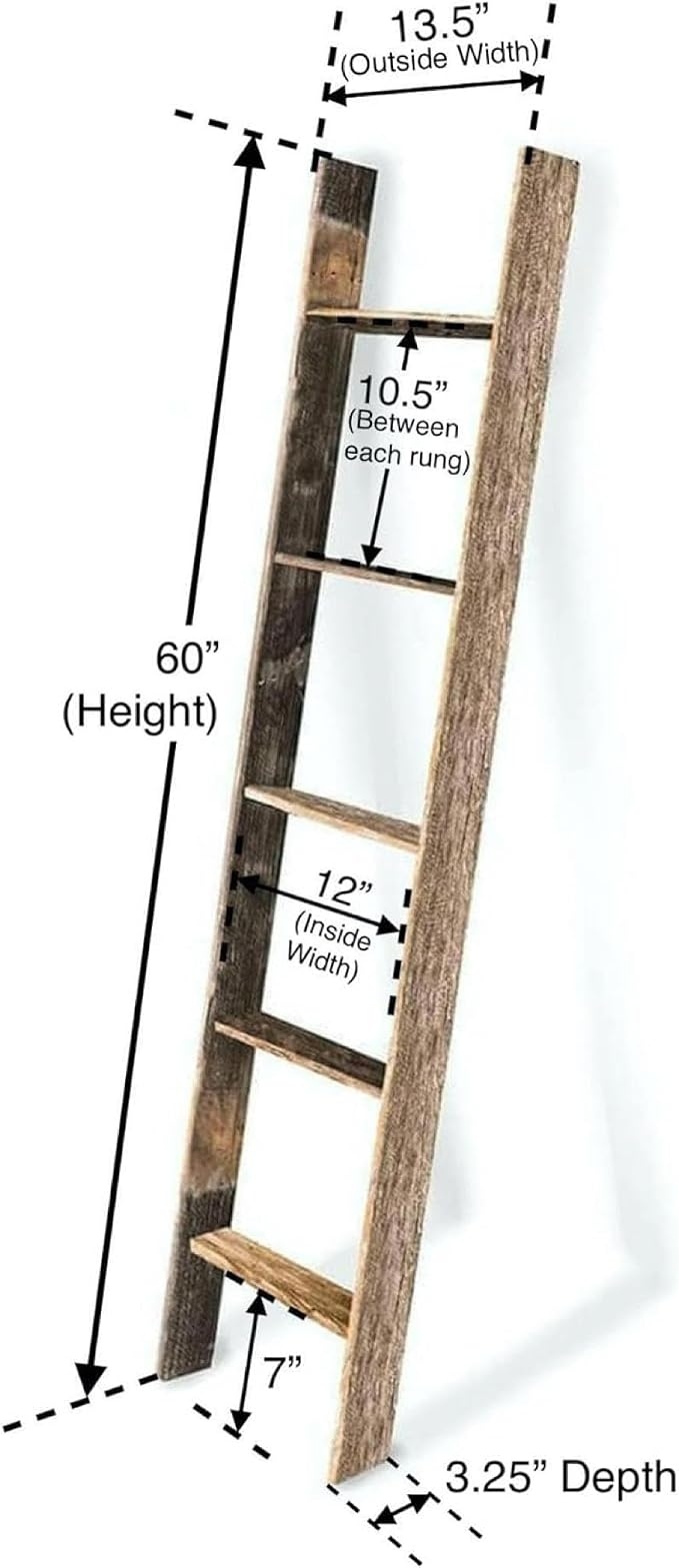 BarnwoodUSA Reclaimed Wood Bookcase Ladder (5 Foot, Turquoise)