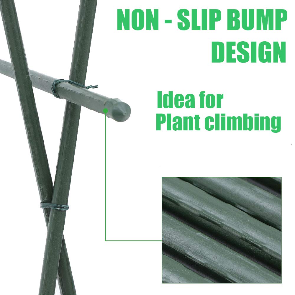 Mininfa Plastic Coated Metal Garden Stakes 57 Inch (Approx 5 FEET), Steel Plant Stakes Supports Climbing for Tomatoes, Trees, Beans, 25 Pack
