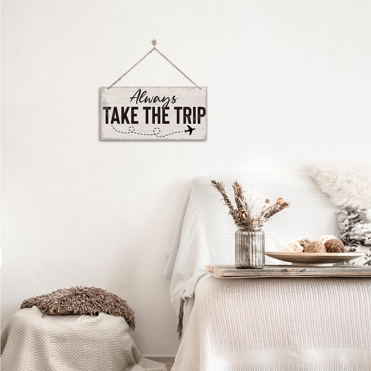 Traveler Theme Wooden Hanging Sign, Always Take The Trip, Inspirational Gift, Adventurer Gift, Inspirational Wooden Hanging Wall Decoration, Funny Home Wall Decor 7x14 Inches