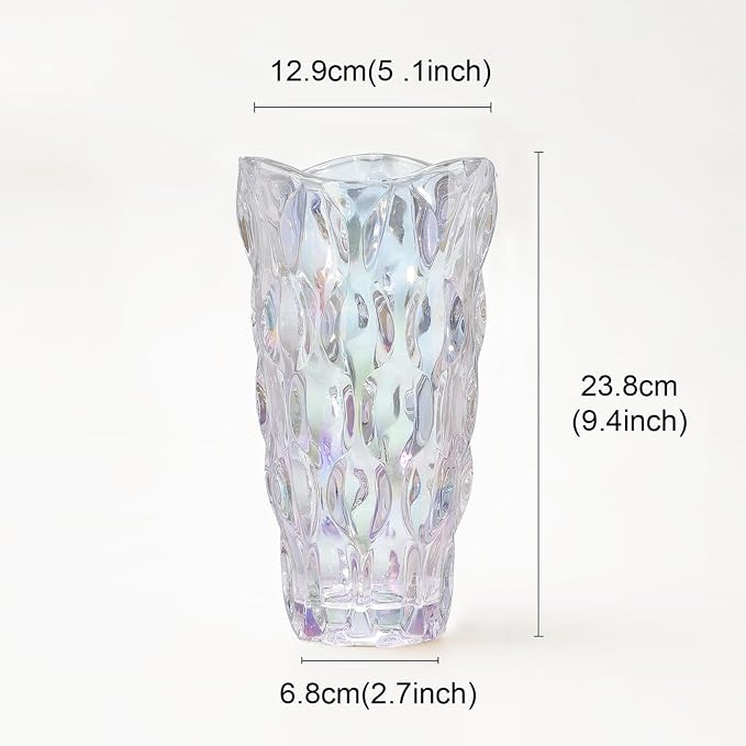 CEMABT 9.5inch 3.4 lb Glass Vases for Flowers Unbreakable Thickened Morden vase for Tables Centerpieces,Colorful,Vintage and Clear Rose Large Flower vases for Bouquet Unique Gifts（Colorful）