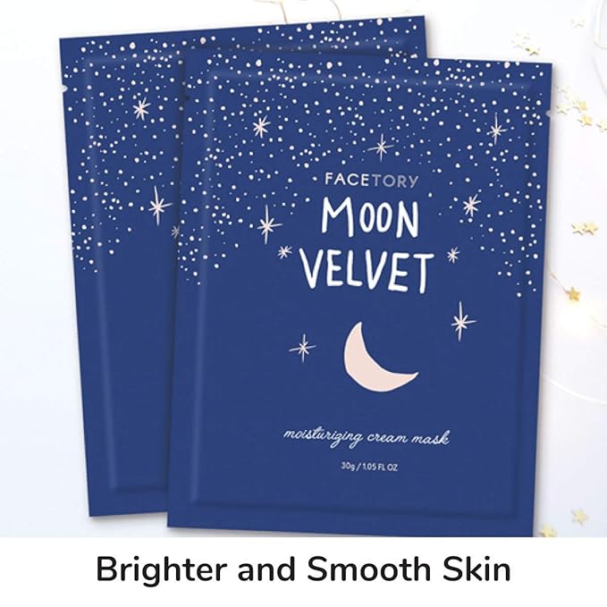 FACETORY FaceMasks Mask Skin Care ??MOON VELVET Face Masks Skin Care with Sodium Hyaluronate & Shea Butter | Face Mask Spa Moisturizing Treatment (10 Pack)