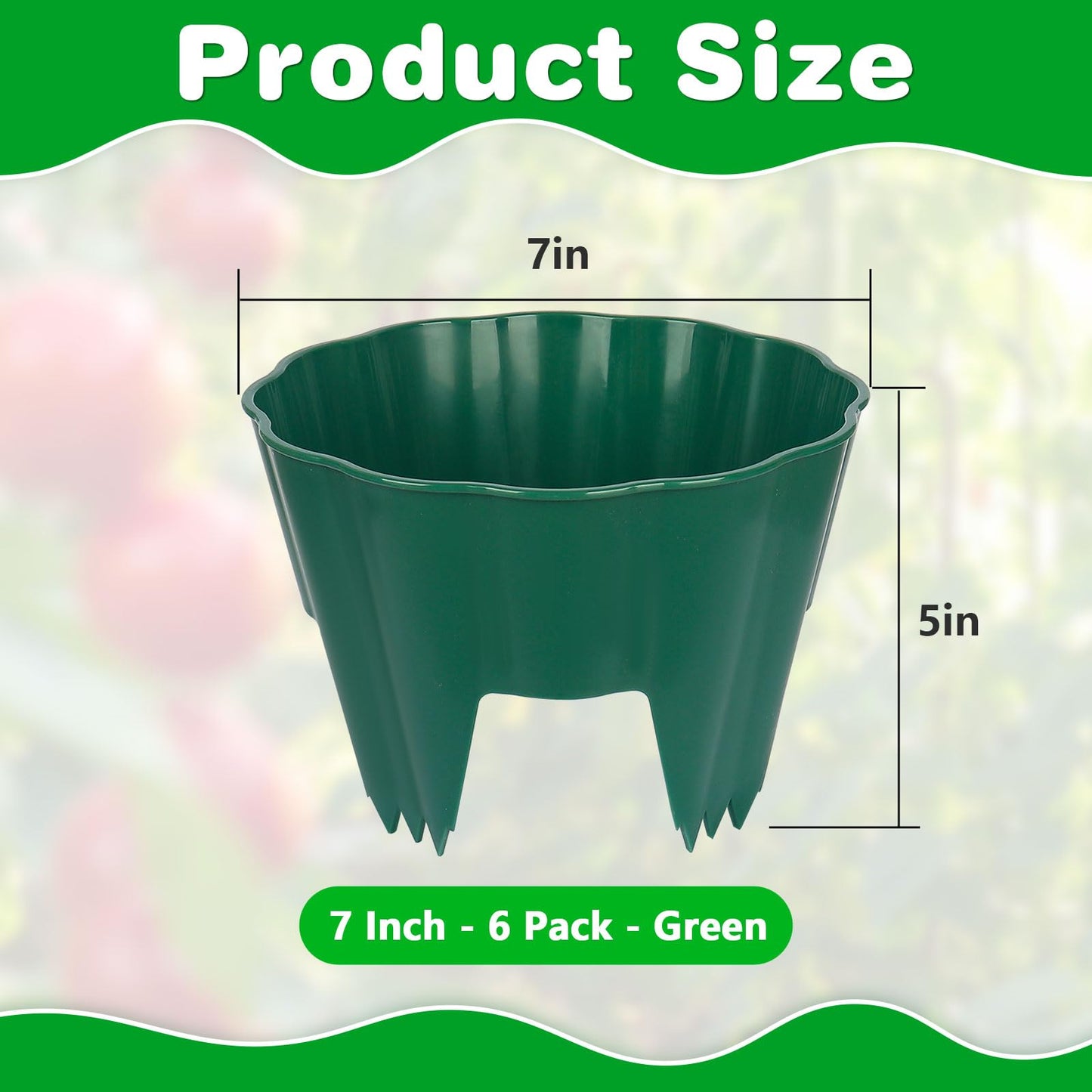 pdpdoc 6 Pack of 7 Inch Planting Grow Rings, Planting Protective Round Garden Edging, Keeping Plants Separated, Weed Control and Directing Water to the Roots (7 Inch - 6 Pack - Green)