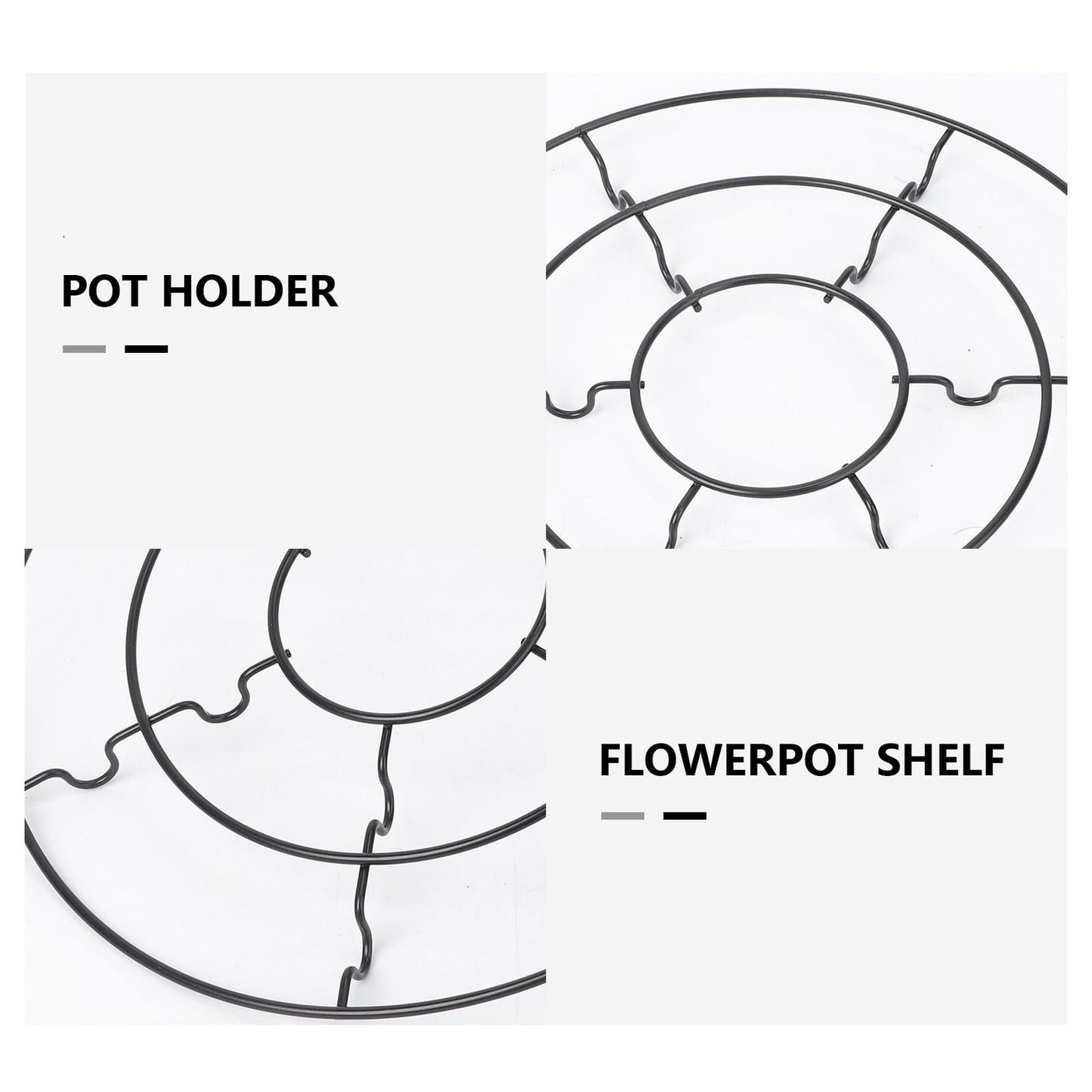 NULYLU 2pcs Black Iron Flowerpot Holder Plant Stand Floor Rack for Indoor Outdoor Use Stable Sturdy Green Plant Shelf with Modern Handmade Design Suitable for Balcony and Living