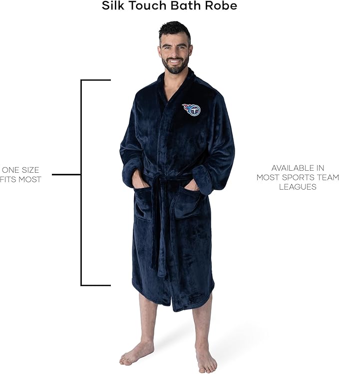NFL Adult Unisex Silk Touch Bathrobe, Officially Licensed Loungewear, Soft Plush Polyester