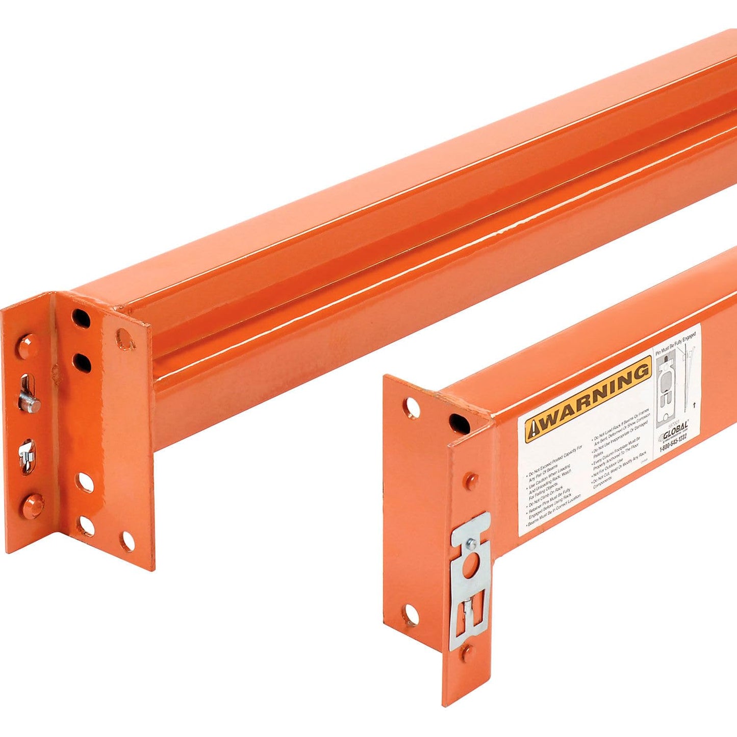 Global Industrial Teardrop Pallet Rack Add-On Unit, 144"W X 48"D X 96"H, 5970 lbs Shelf Capacity, Steel Construction, Orange & Green, For Industrial Storage