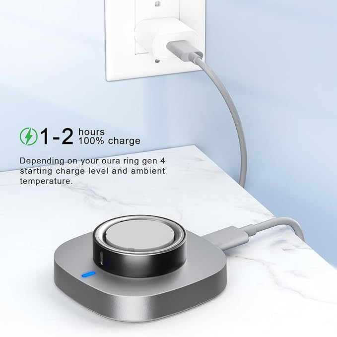 Compatible with Oura Ring Gen 4 Charger Size 4, Fast Charging Dock with USB-C Cable