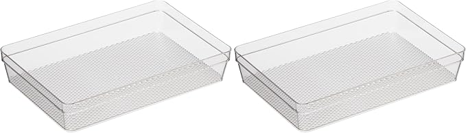 Oggi Clear Drawer Organizer | 6" X 9" | Pack of 2 | For Kitchen & Office | Utensil Storage