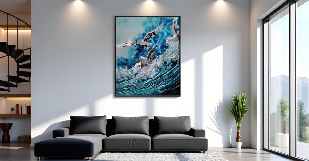 Yihui Arts Coastal Metal Wall Art - Stunning Seawaves Aluminum Artwork, Perfect Home Accent for Living Room, Bedroom, or Hallway Decor
