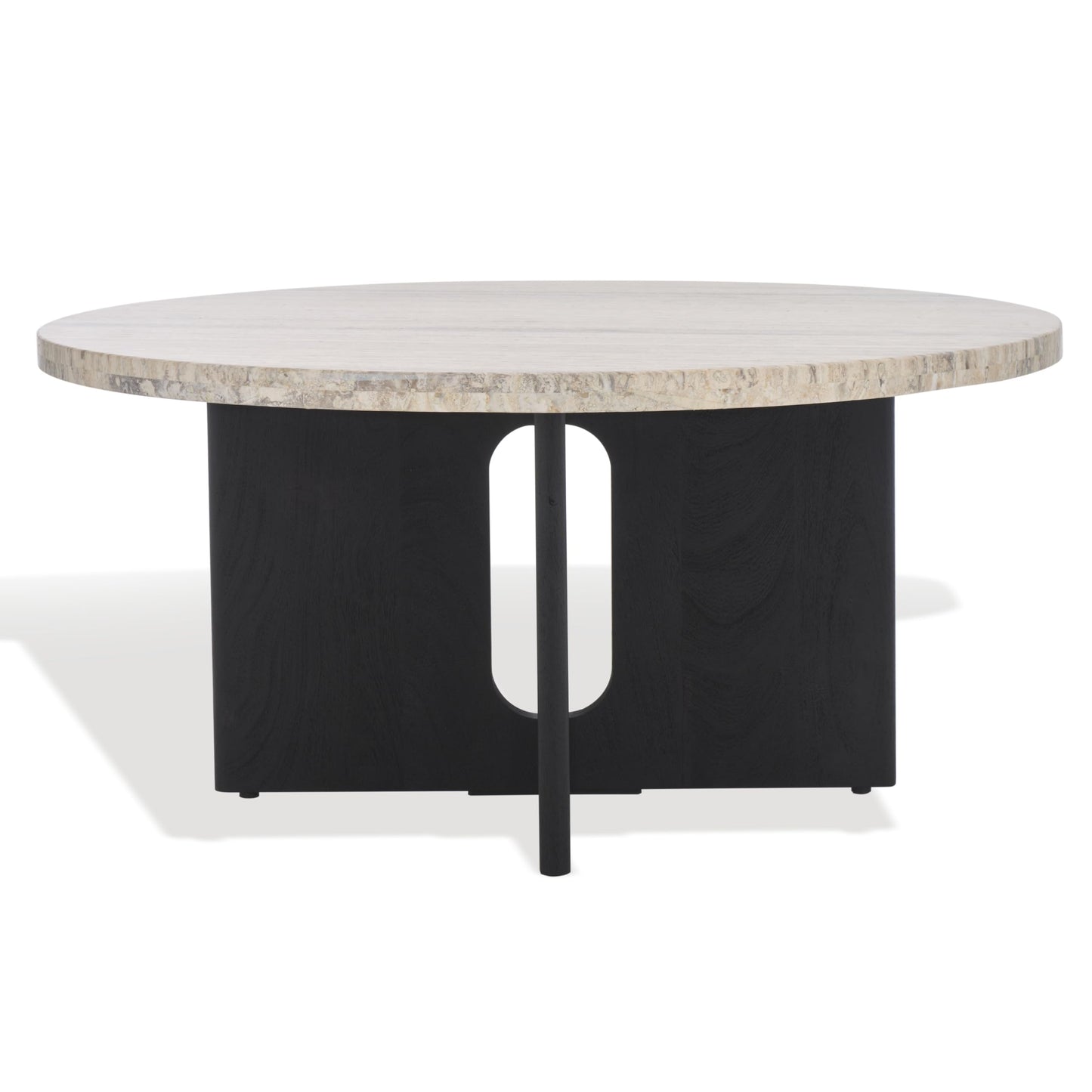 SAFAVIEH Couture Collection Shayne Travertine/Black Solid Wood Coffee Table