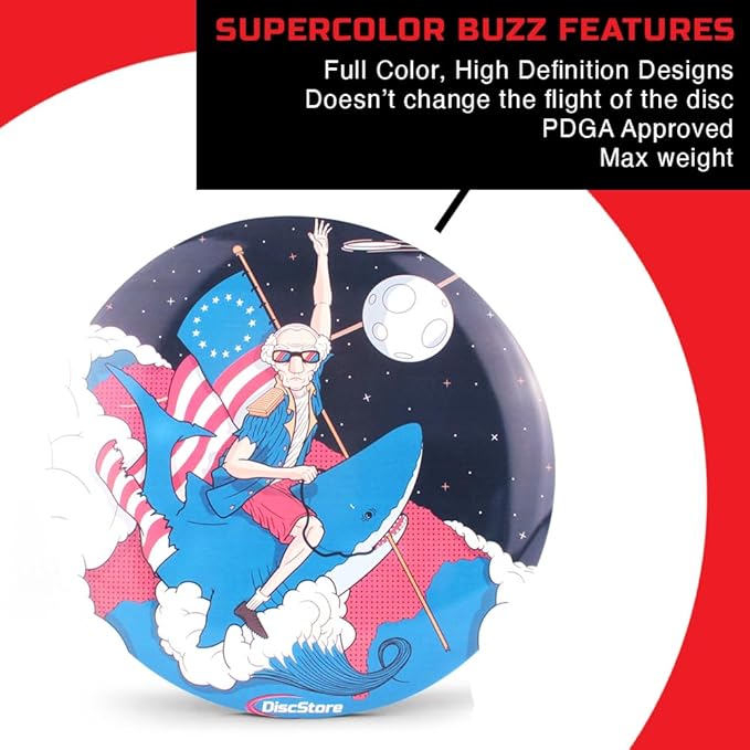 Discraft ESP Buzzz Supercolor Midrange Disc Golf Disc - Custom Design Discraft Discs - Straight Flying and Great for All Skill Levels - Free Mini Marker Included