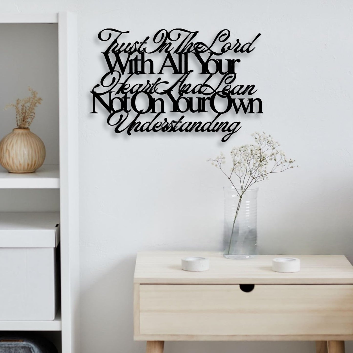 Proverbs 3:5-6 Trust In The Lord With All Your Heart Metal Wall Decor - House Decor Christian Religious Scripture Black Wall Art Inspirational Motivational Home Decor for Living Room, Bedroom, Dining Room (Black)