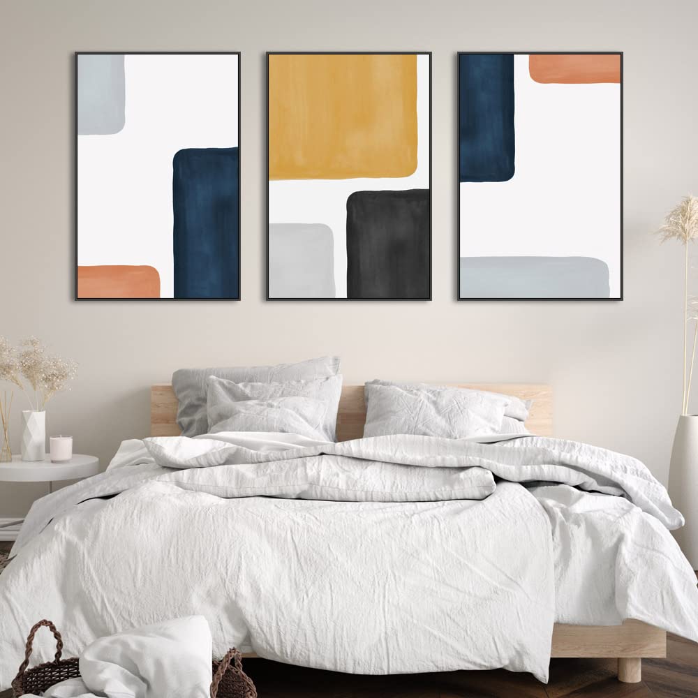 Wall Art Framed Wall Art Modern Abstract Canvas Wall Art 3 Piece Set Of Painted Prints Boho Style For Living Room Bathroom Kitchen Office Wall Decor Canvas Artwork (black 24" X 32"X 3 pieces)…