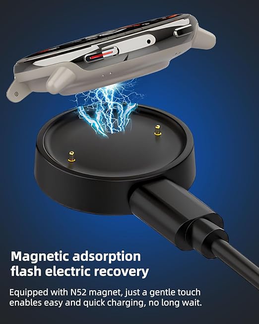 Charging Cable for Amazfit Bip 6 / Active 2, 3.3ft/1m Type-C Charging Cable & USB-C Magnetic Charger Dock Portable Replacement, 1 Set