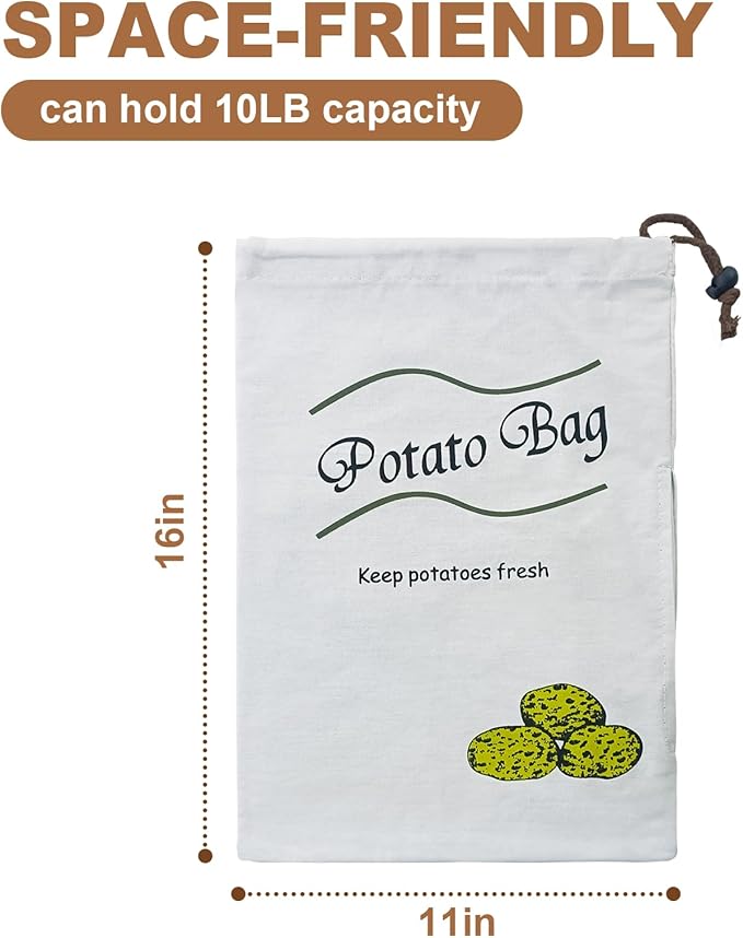 Potato & Onion Sprout-Free Vegetable Storage Bags - White