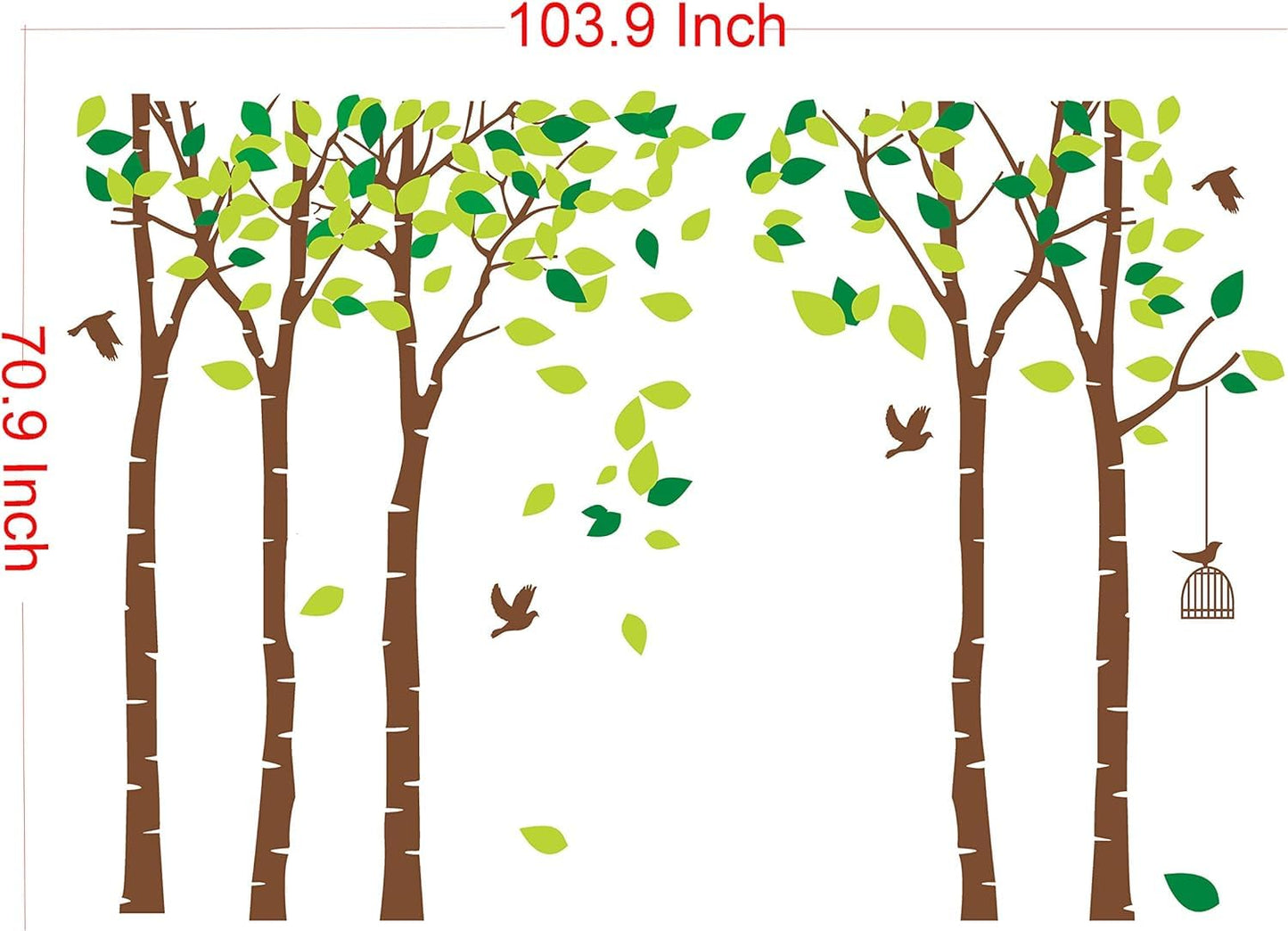 Giant Jungle Tree Wall Decal Tree Wall Sticker Removable Vinyl Sticker Mural Art Room Nursery Bedroom Living Room Decoration (103.9x70.9)